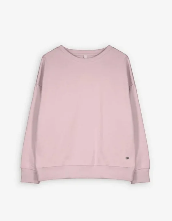 Sweatshirt - Gerippte Abschlüsse - rosa