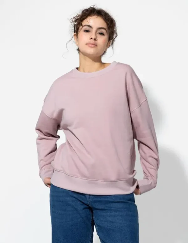Sweatshirt - Gerippte Abschlüsse - rosa