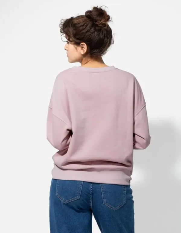 Sweatshirt - Gerippte Abschlüsse - rosa