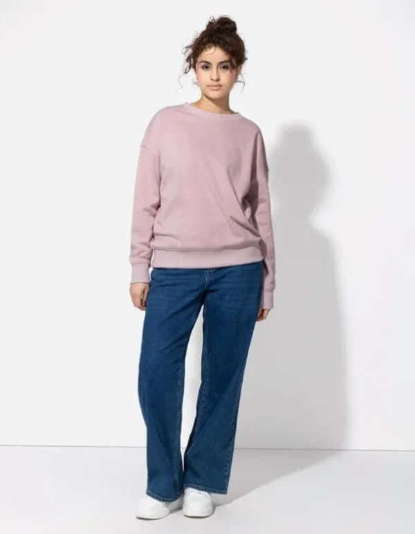 Sweatshirt - Gerippte Abschlüsse - rosa