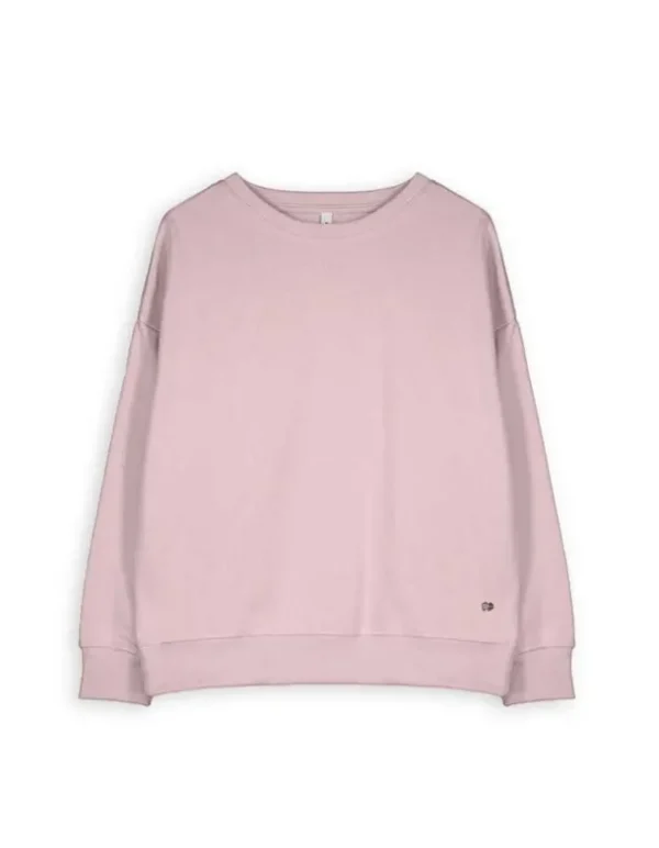 Sweatshirt - Gerippte Abschlüsse - rosa