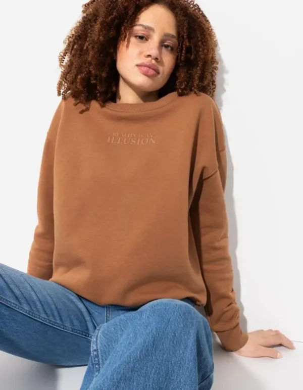 Sweatshirt - Messageprint - hellbraun
