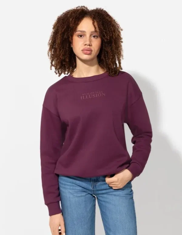 Sweatshirt - Messageprint - dunkellila
