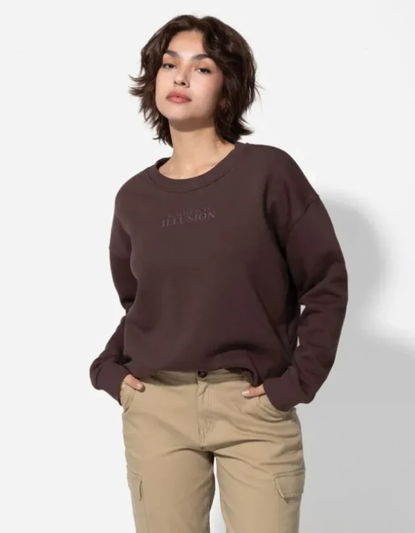 Sweatshirt - Messageprint - braun