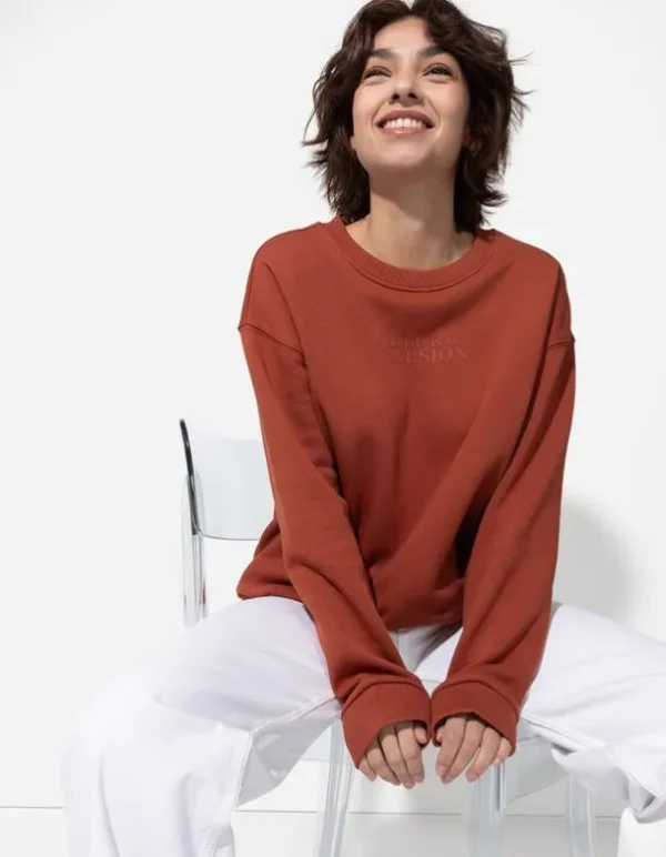 Sweatshirt - Messageprint - braun