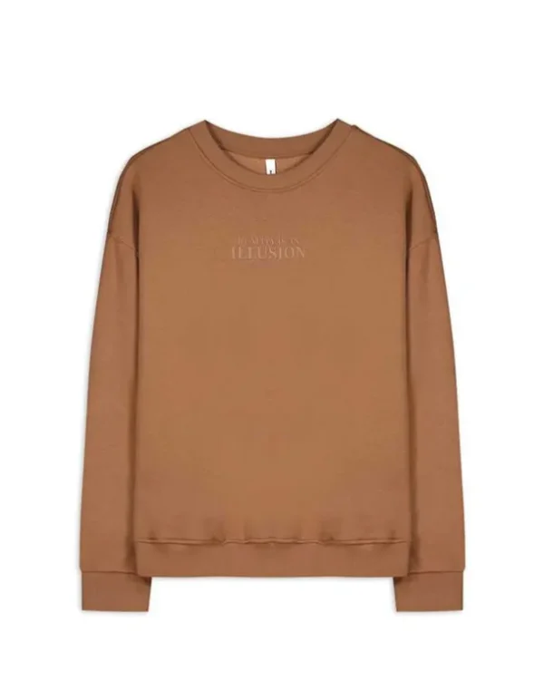Sweatshirt - Messageprint - hellbraun