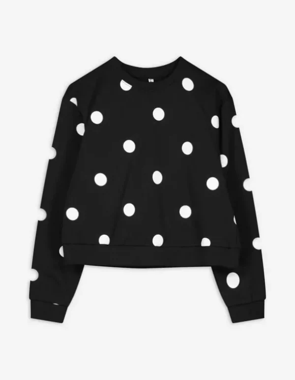 Sweatshirt - Punktemuster - schwarz
