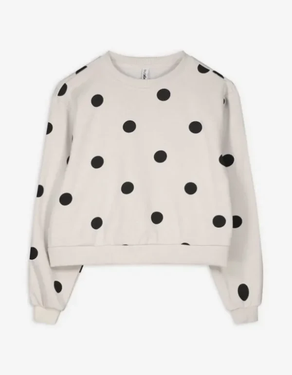 Sweatshirt - Punktemuster - beige