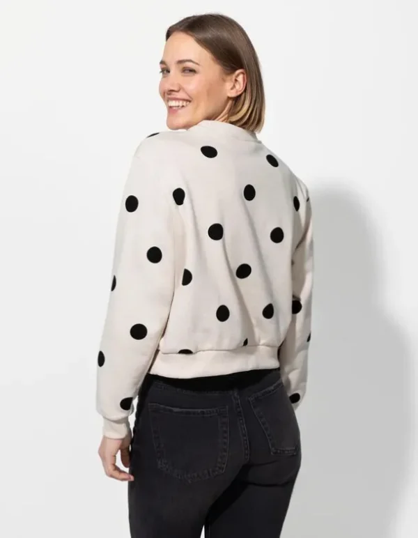 Sweatshirt - Punktemuster - beige