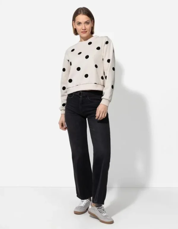Sweatshirt - Punktemuster - beige