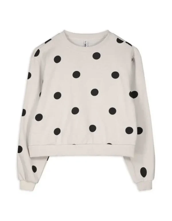 Sweatshirt - Punktemuster - beige