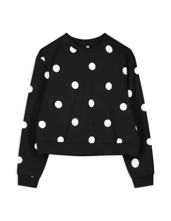 Sweatshirt - Punktemuster - schwarz