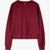 Sweatshirt - Rundhals-Ausschnitt - dunkelrot