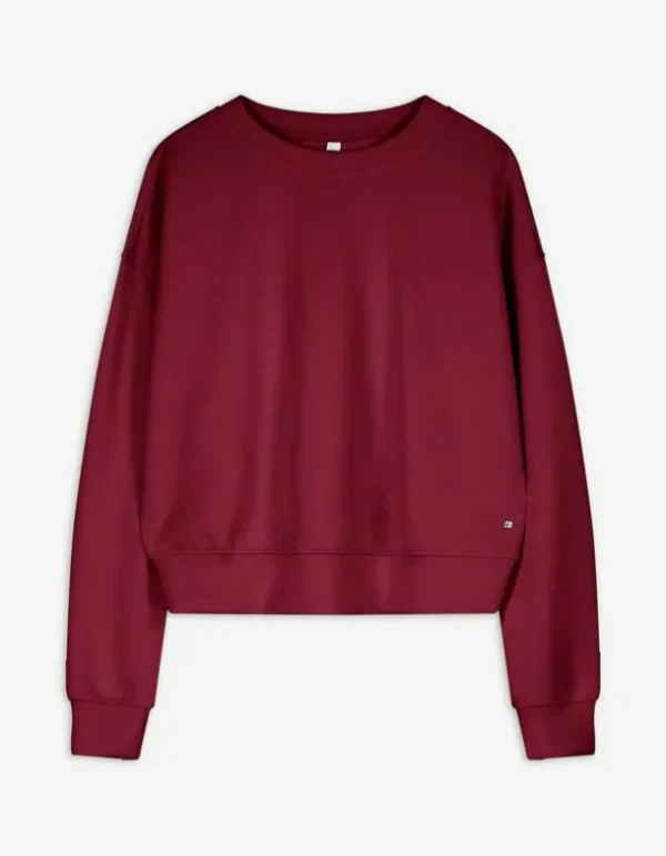 Sweatshirt - Rundhals-Ausschnitt - dunkelrot