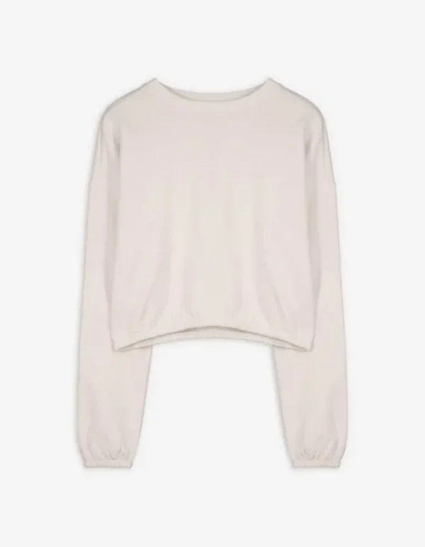 Sweatshirt - Rundhals-Ausschnitt - beige