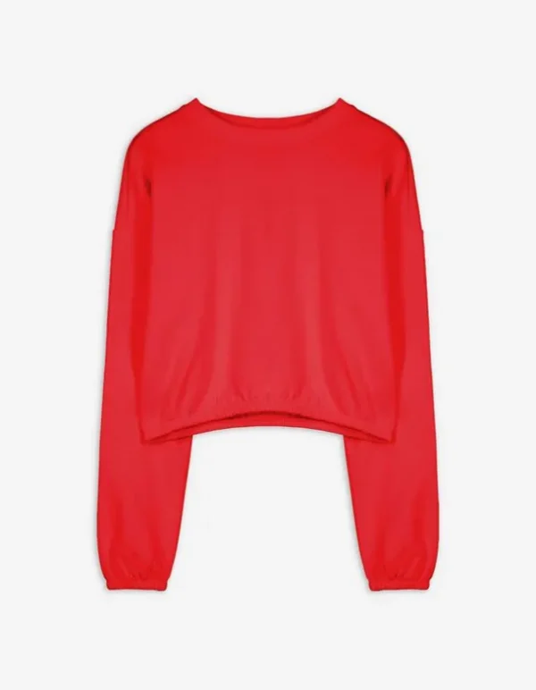 Sweatshirt - Rundhals-Ausschnitt - rot