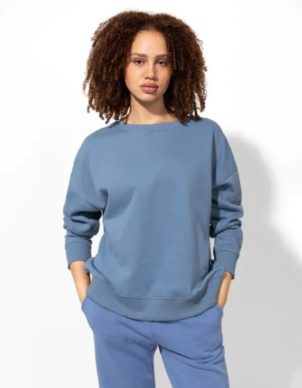 Sweatshirt - Rundhals-Ausschnitt - hellblau