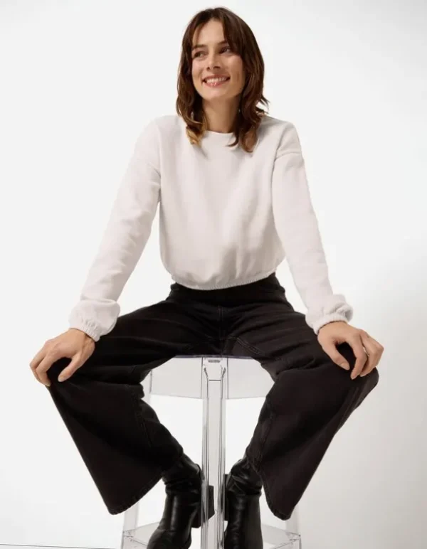 Sweatshirt - Rundhals-Ausschnitt - beige