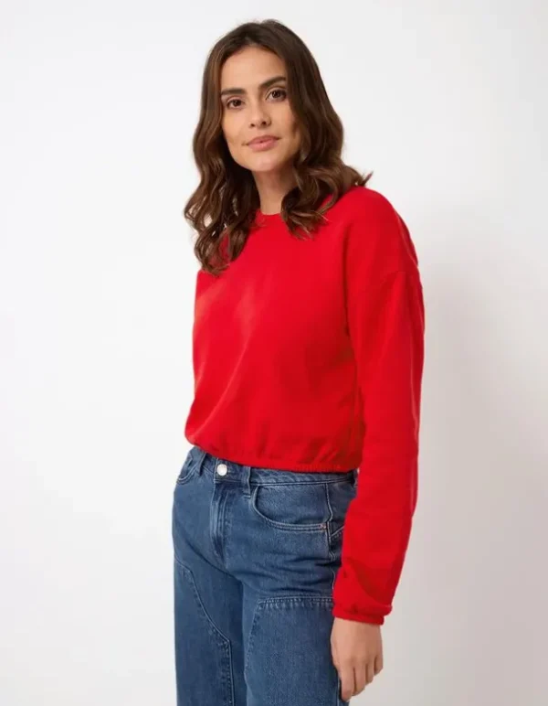 Sweatshirt - Rundhals-Ausschnitt - rot