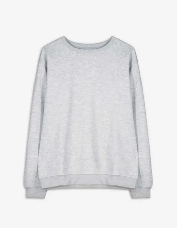 Sweatshirt - Rundhals-Ausschnitt - grau