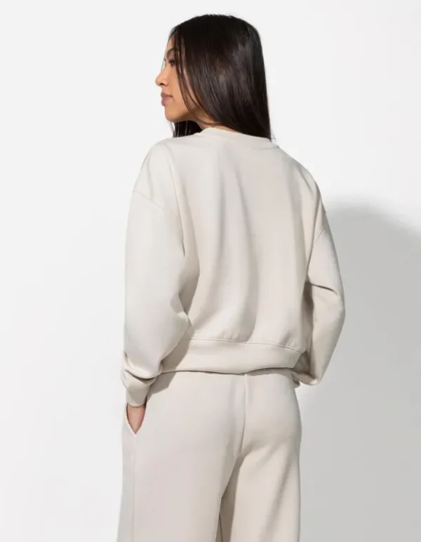 Sweatshirt - Rundhals-Ausschnitt - beige