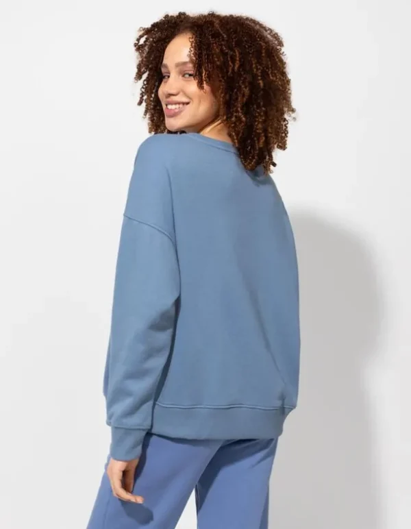 Sweatshirt - Rundhals-Ausschnitt - hellblau