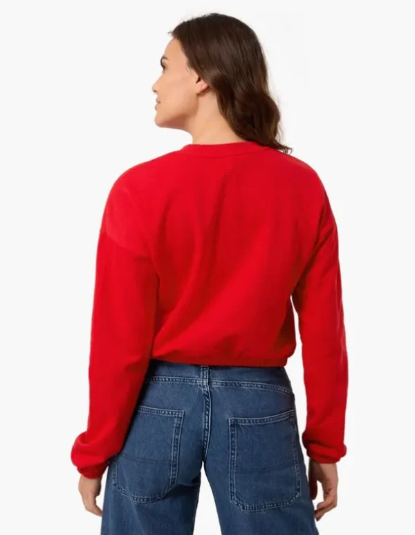 Sweatshirt - Rundhals-Ausschnitt - rot