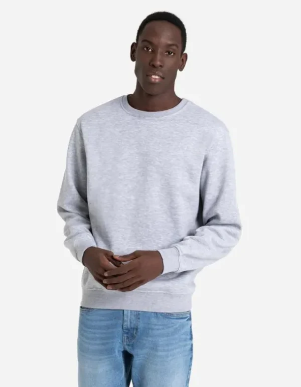 Sweatshirt - Rundhals-Ausschnitt - grau