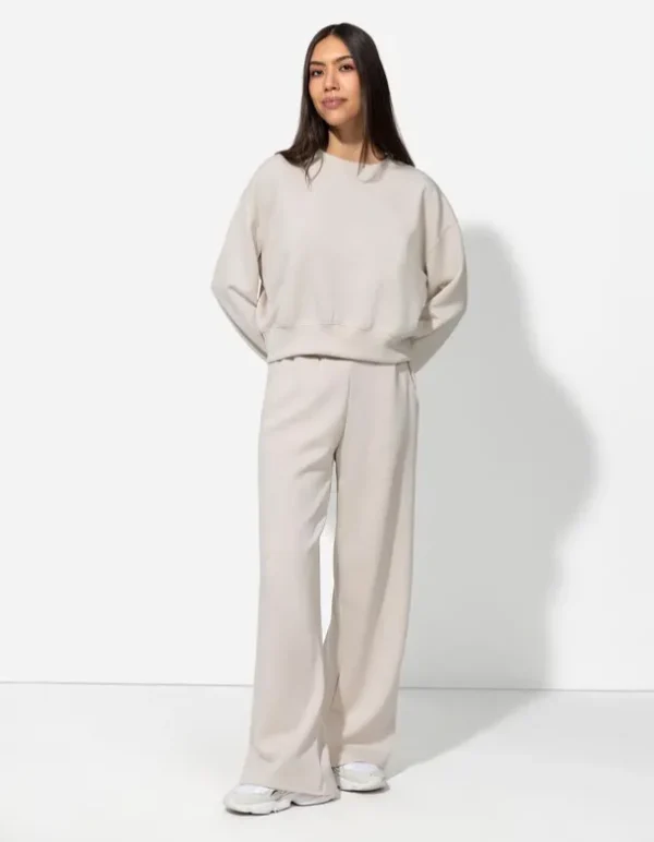 Sweatshirt - Rundhals-Ausschnitt - beige