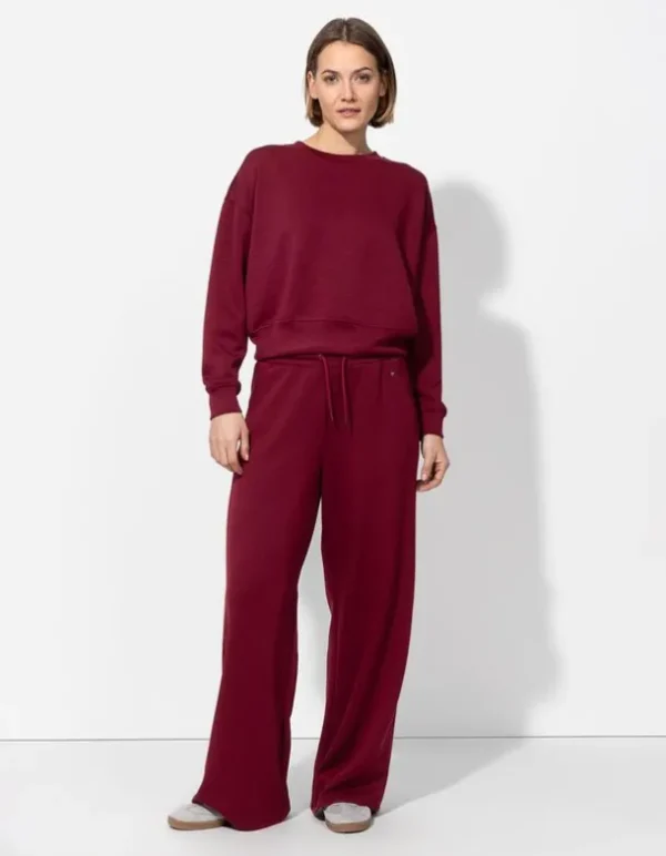 Sweatshirt - Rundhals-Ausschnitt - dunkelrot
