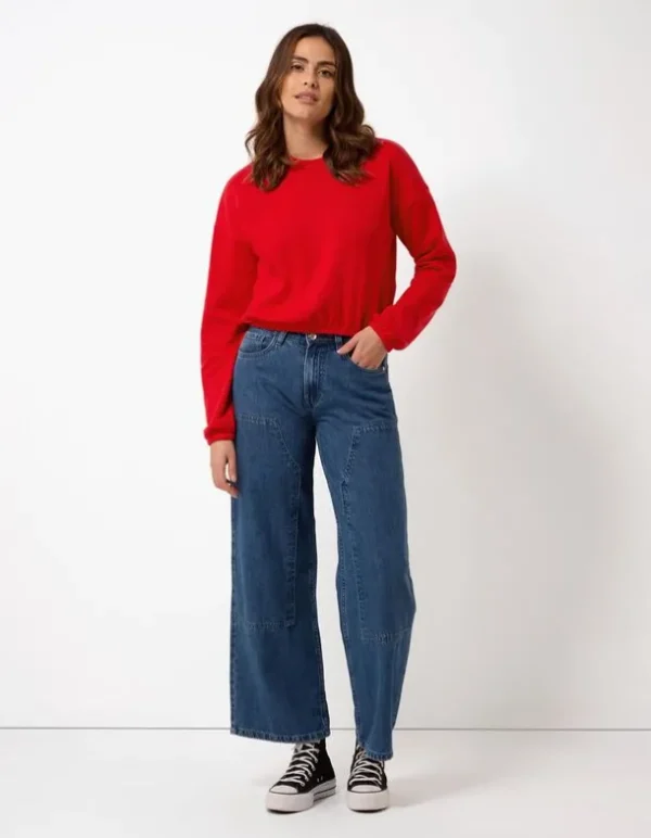 Sweatshirt - Rundhals-Ausschnitt - rot