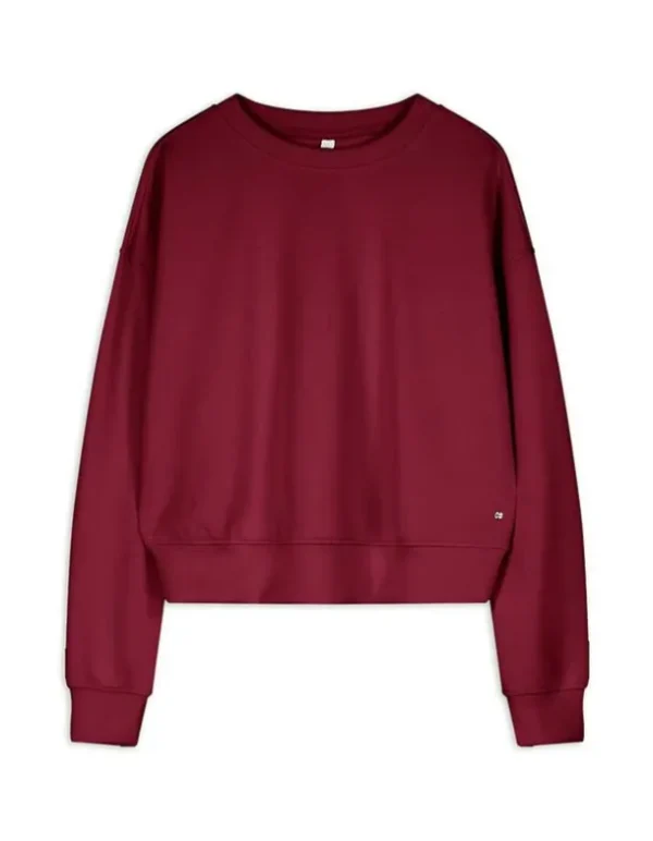Sweatshirt - Rundhals-Ausschnitt - dunkelrot