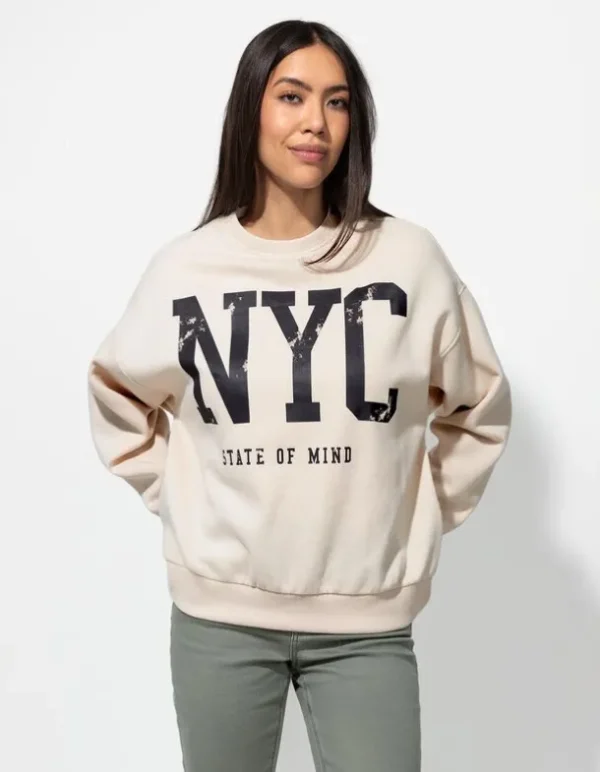 Sweatshirt - Schriftzug - beige