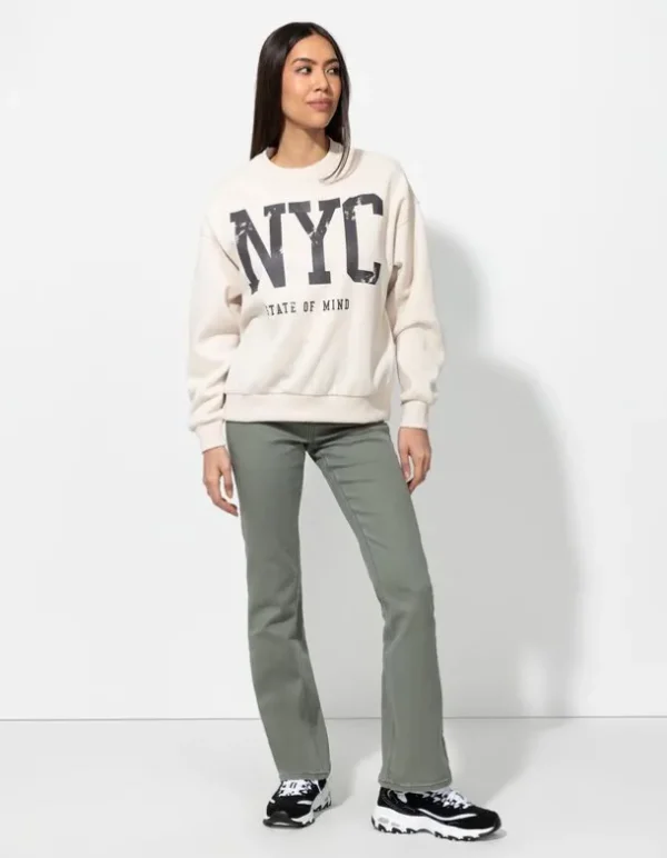 Sweatshirt - Schriftzug - beige