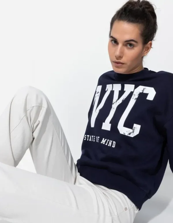 Sweatshirt - Schriftzug - dunkelblau