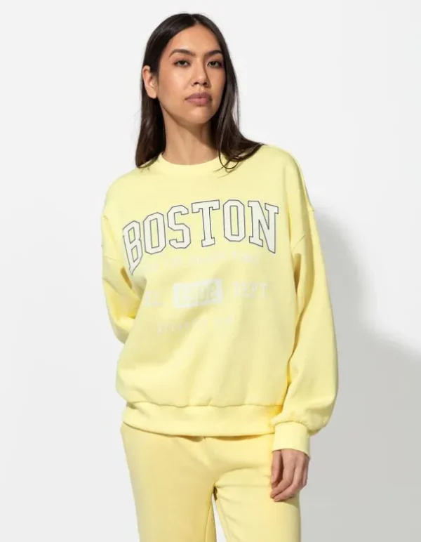 Sweatshirt - Schriftzug - hellgelb
