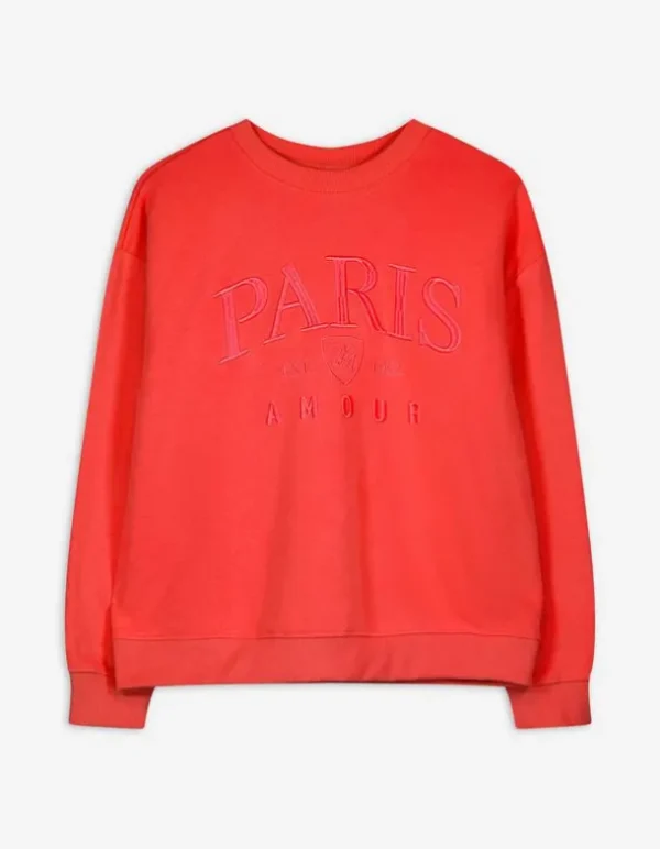 Sweatshirt - Stickereien - rot