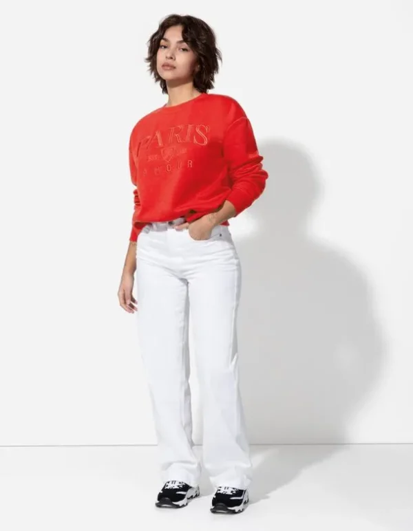 Sweatshirt - Stickereien - rot