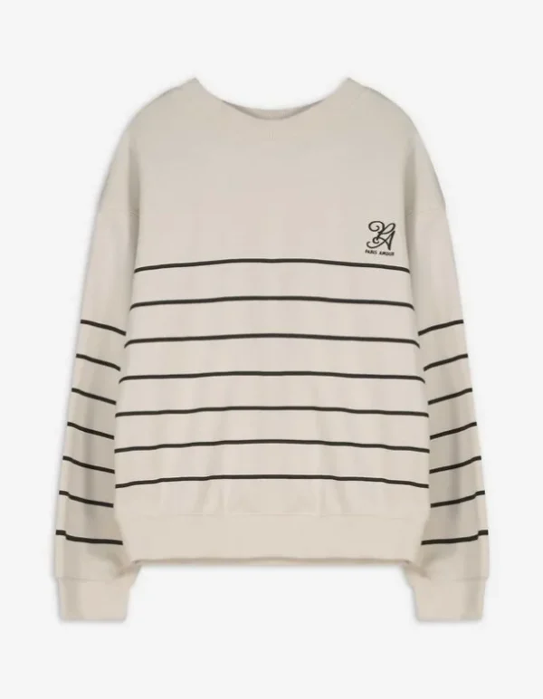 Sweatshirt - Streifen - beige