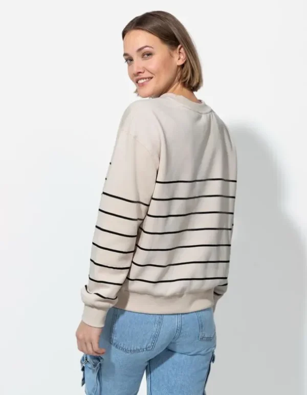 Sweatshirt - Streifen - beige