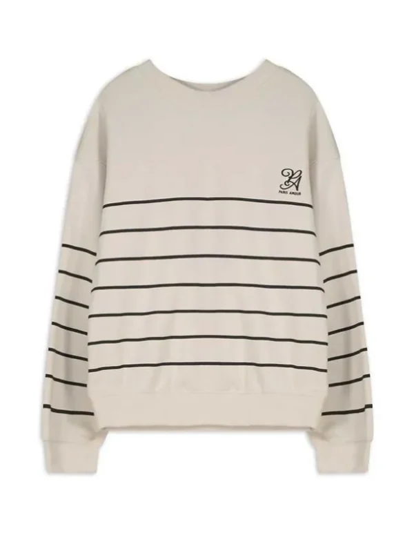Sweatshirt - Streifen - beige