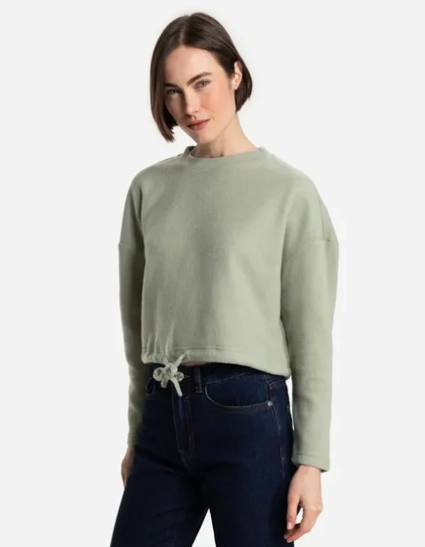 Sweatshirt - Tunnelzug am Saum - grün