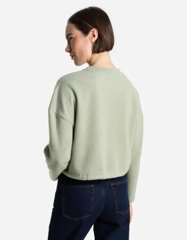 Sweatshirt - Tunnelzug am Saum - grün