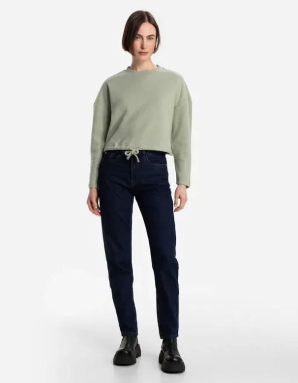 Sweatshirt - Tunnelzug am Saum - grün