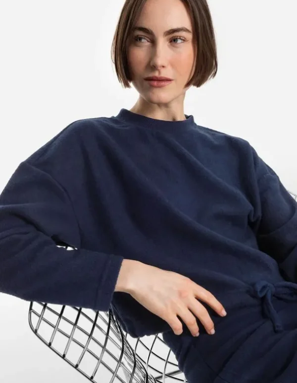 Sweatshirt - Tunnelzug am Saum - dunkelblau