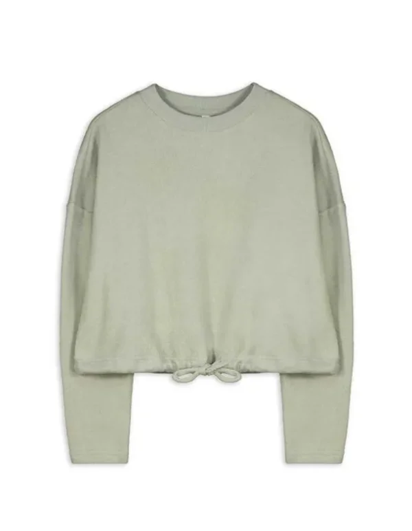 Sweatshirt - Tunnelzug am Saum - grün