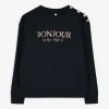 Sweatshirt - Zierknöpfe - dunkelblau