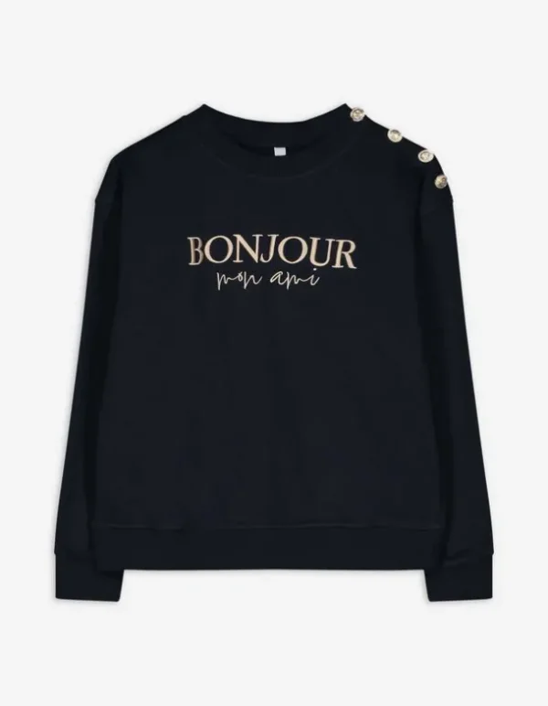 Sweatshirt - Zierknöpfe - dunkelblau