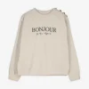 Sweatshirt - Zierknöpfe - beige