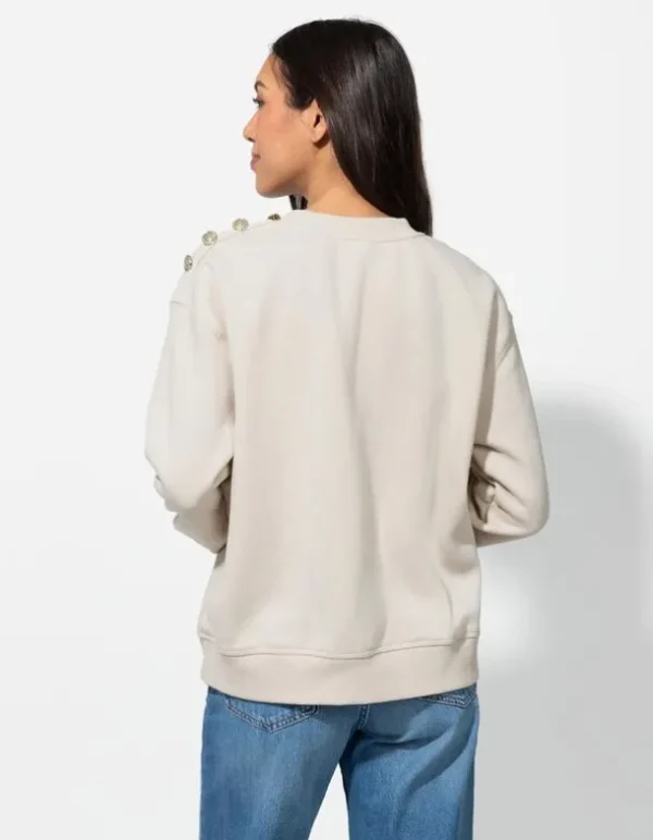 Sweatshirt - Zierknöpfe - beige